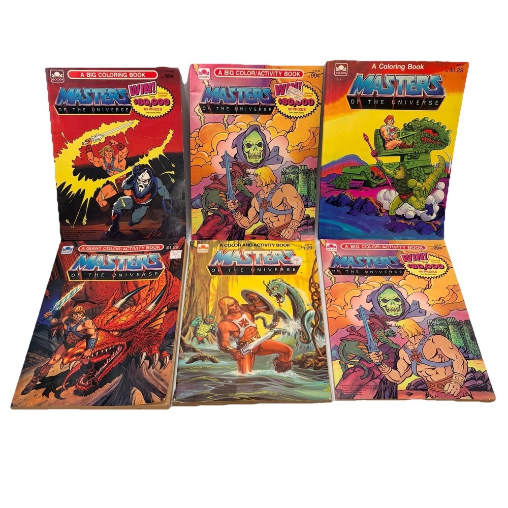 Vintage‎ Masters of the Universe Coloring Book Lot Golden Books 1984-85